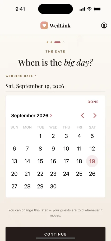 The wedding date picker