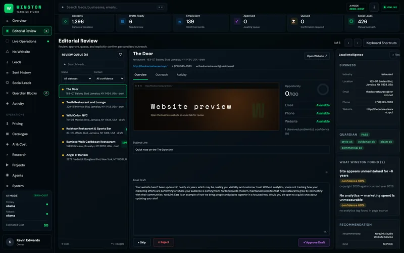 The Winston AI cost tracking view